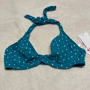 Freya Jewel Cove Teal Polka Dot 30D Halter Top Swim Bra